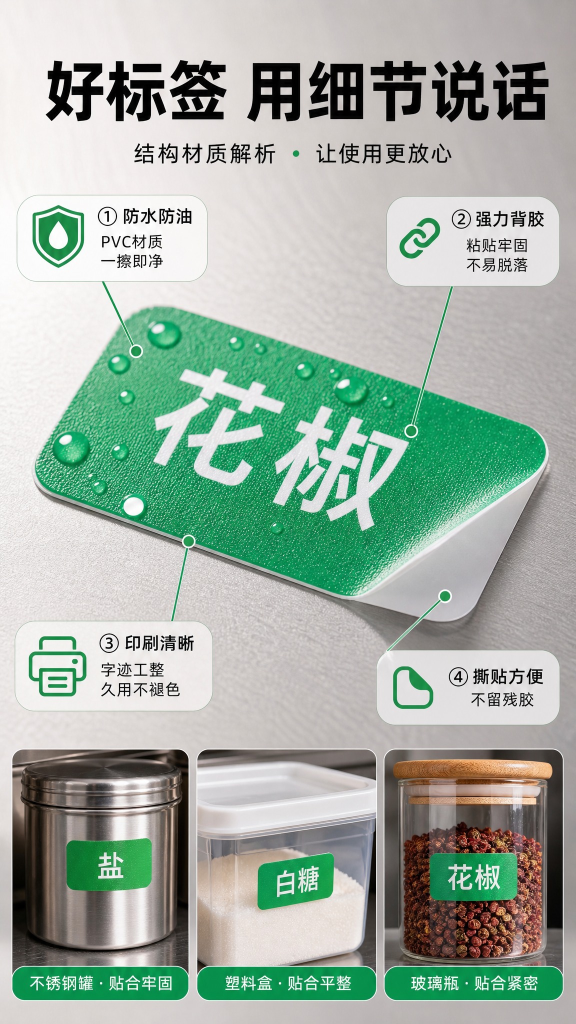 [商品] 使用【图1】餐厅调料标识标签套装；放大标签贴的细节，… - 图片创意预览