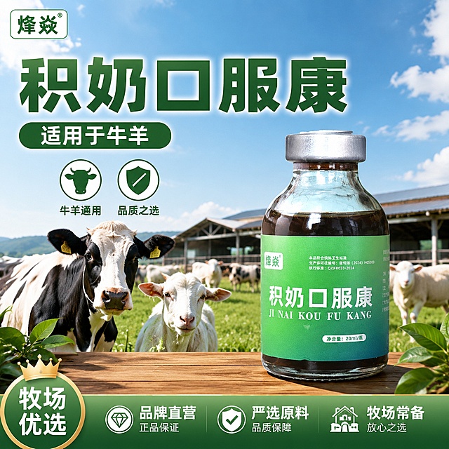 「图片1」，生成主图（7张），适配抖音平台，比例为1:1，产品名字是积奶口服康，主要用于牛羊积奶使用，场景可以用大型养殖场或者大型牧场，不能带有功效词语，避免图片违规。图片要求一定转化率，必须符合电商要求，优惠 买二特惠 买三送一  买五送二 买十送五 赠送可以分开生成，不需要生成在一张图上。