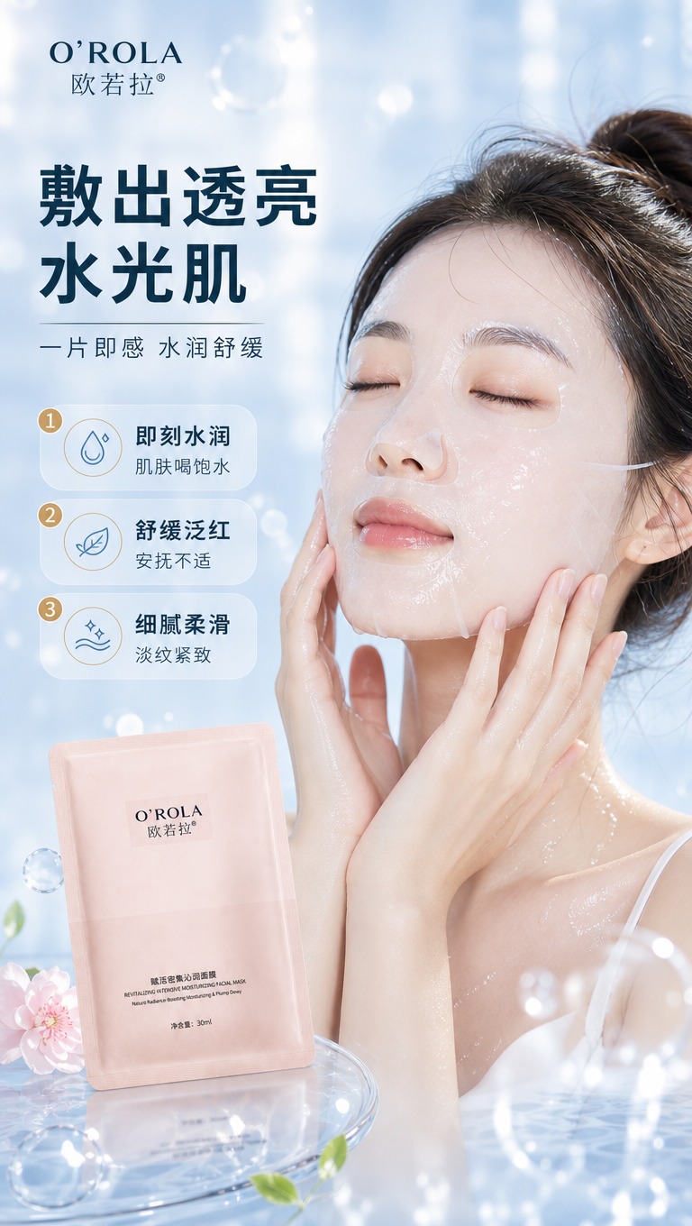 [商品] 使用【图1】欧若拉赋活密集沁润面膜，浅粉色单片面膜袋… - 图片创意预览