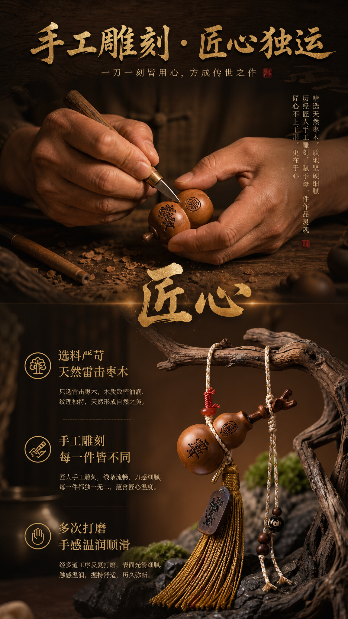 [第11张] 工艺故事页-手工雕刻制作流程与匠心解读。本张使用… - 图片创意预览