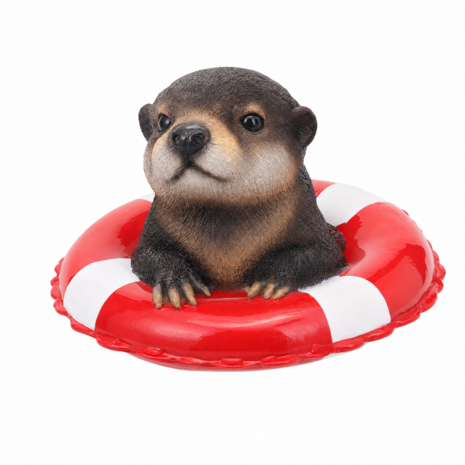 [Main Image 1] Cute Floating Otter Sculpture product main image. [Atmosphere Style] Natural garden p预览效果