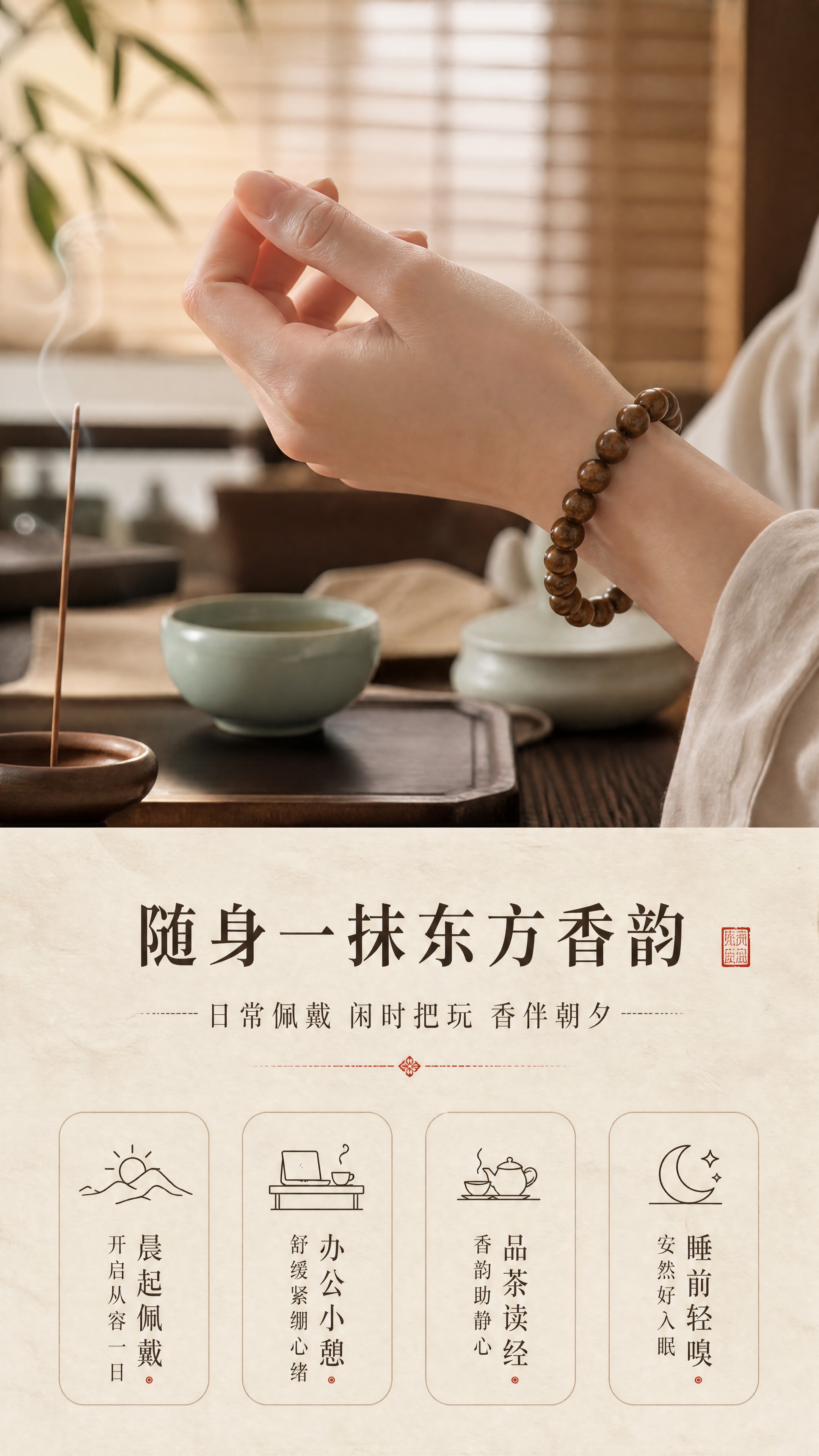 [商品] 使用【图1】安神静心香合香珠手串；保留圆珠形态、深棕… - 图片创意预览