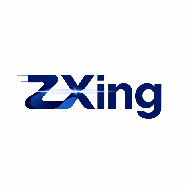 给知行激光科技公司设计一个LOGO，以ZXing字母为设计元素，进行抽象化艺术化变形，以克莱茵蓝为主色调，背景为白色预览效果