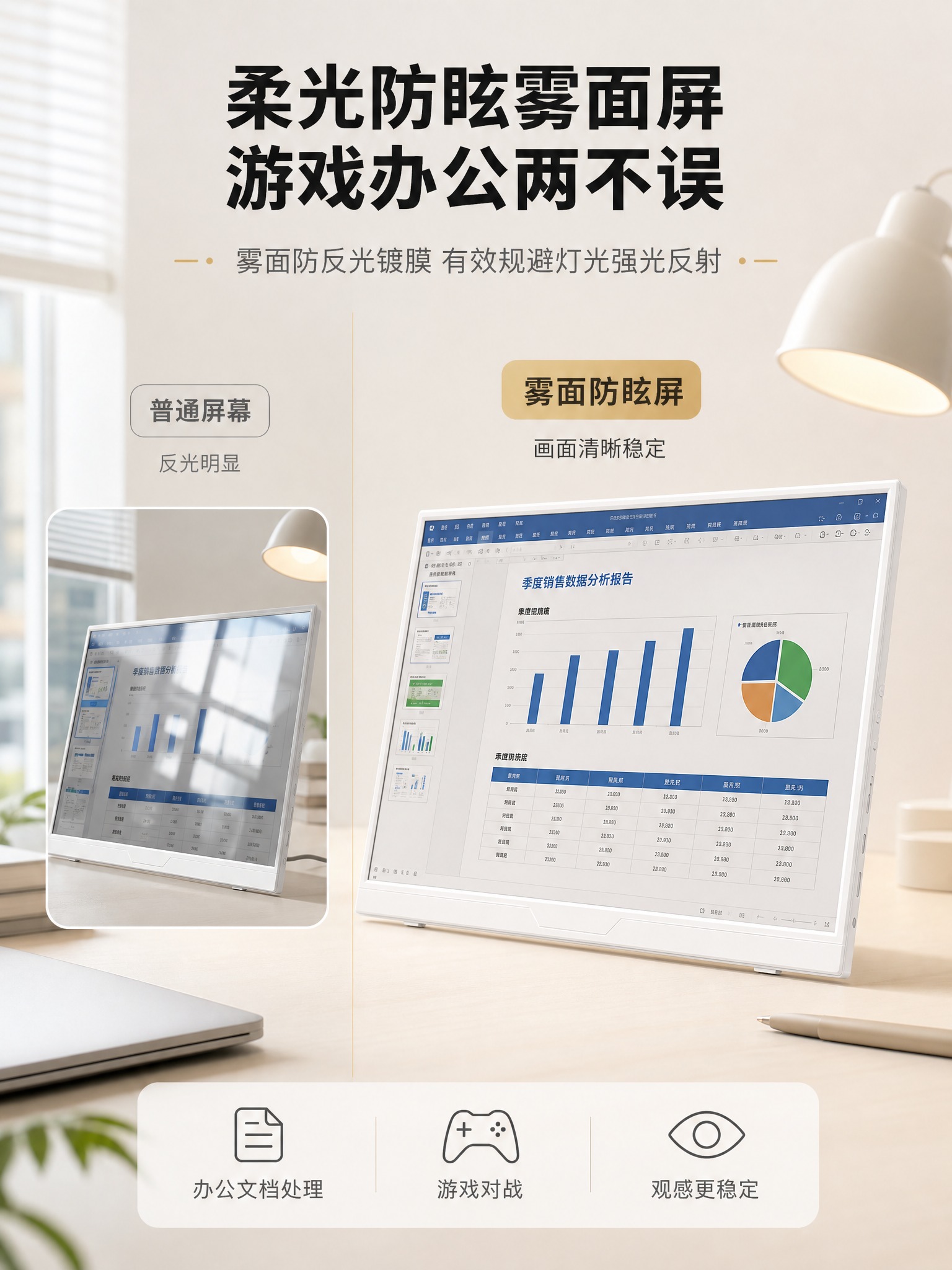 [商品] 使用【图2】正面45度斜侧视图白色便携显示屏；保留素… - 图片创意预览