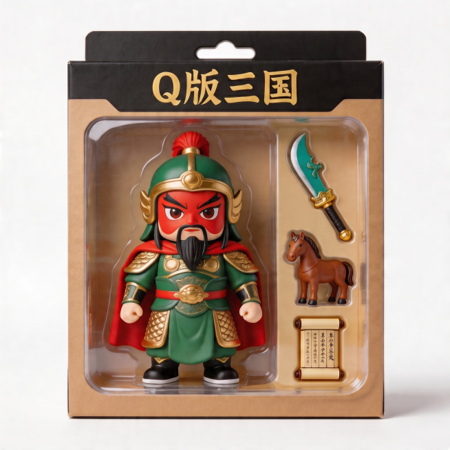 消除右下角的"即梦AI"文字和logo水印，保留其余所有内容、风格和画质不变，不要改变包装和手办的任何细节预览效果