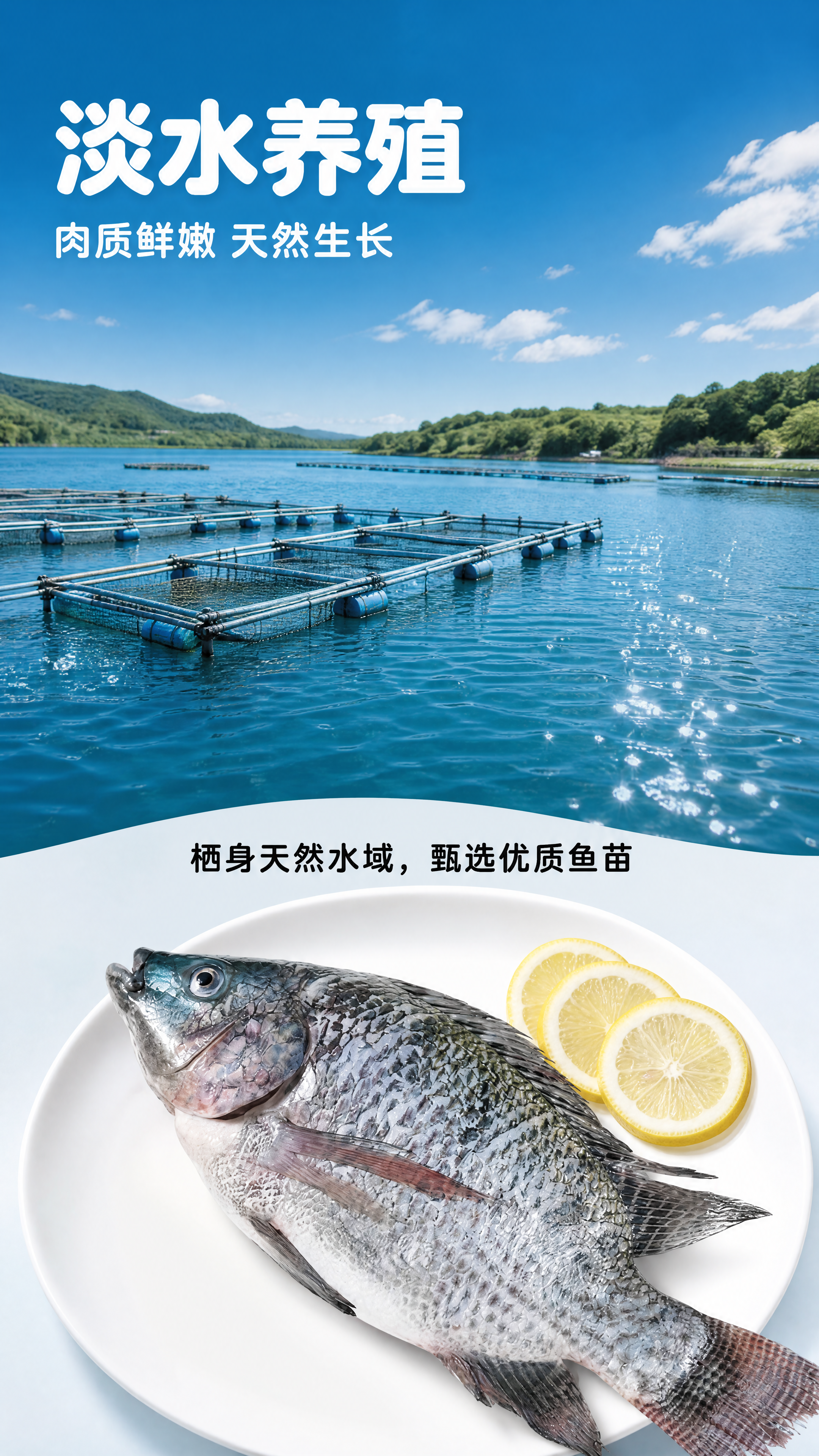[第3屏] 三去开背罗非鱼核心卖点：淡水养殖产地优势展示。 [… - 图片创意预览