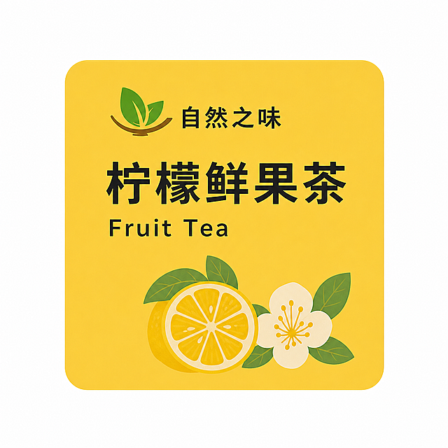 将图片里茶叶包上的黄色贴纸单独提取出来，保持贴纸原有设计，文字内容和柠檬图案不变，纯白色背景