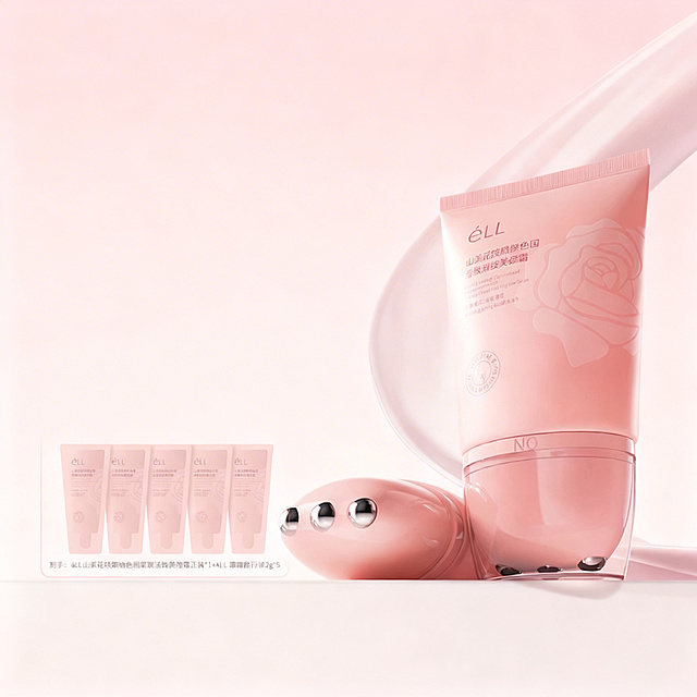 删除图片上所有的文字内容，保留原有画面和产品，保持整体粉色背景和风格不变，原图其他部分完全保留