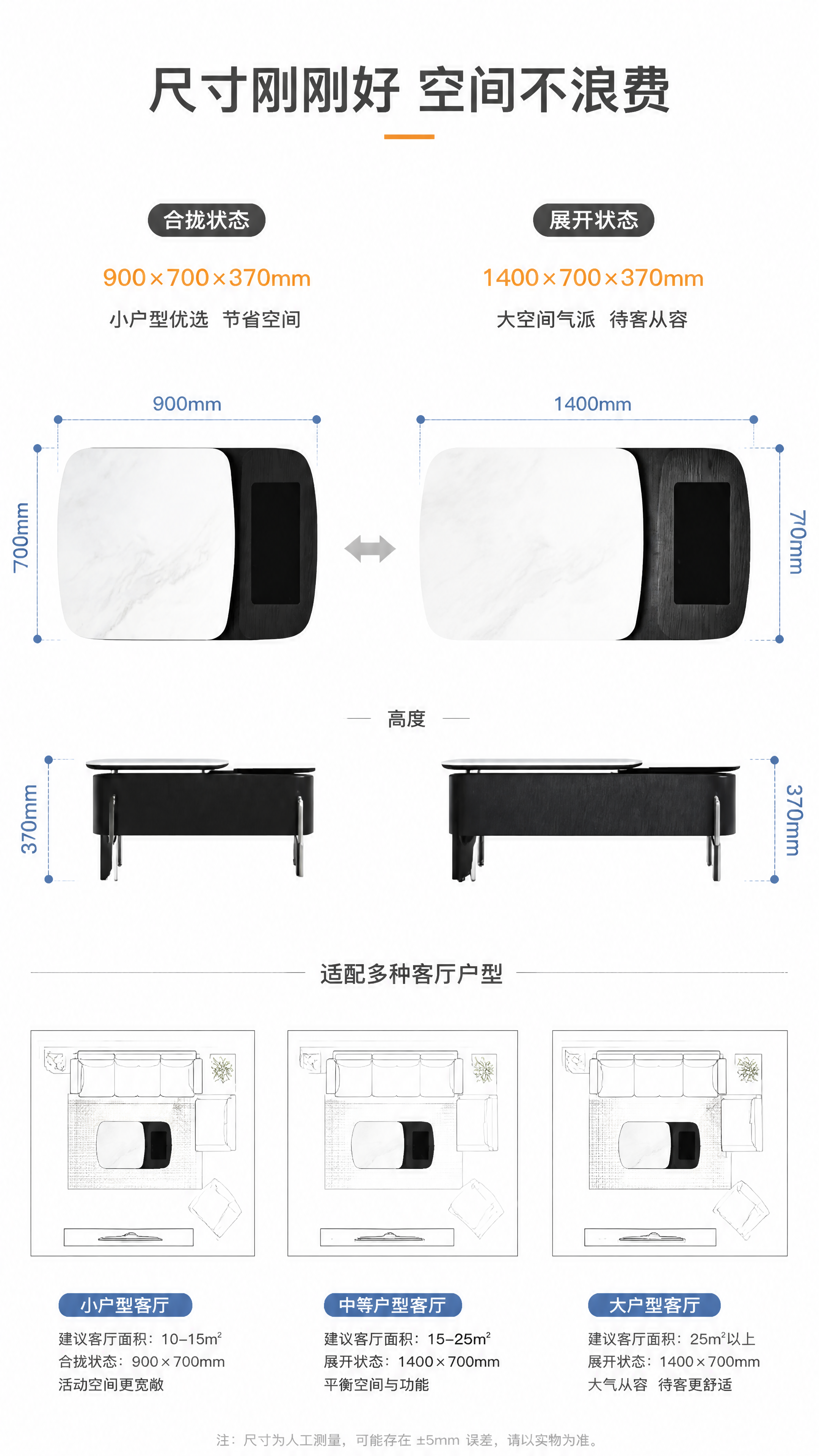 [第7张] 空间尺度页-展开/合拢尺寸对比示意。本张使用【图1… - 图片创意预览