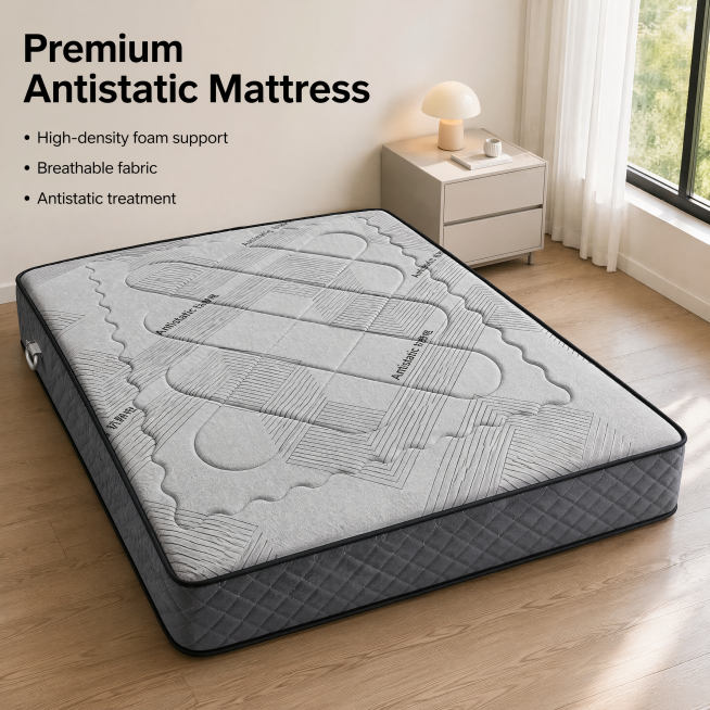 [Main image 1] Antistatic mattress overall scene display. [Atmosphere style] Warm modern minimalist预览效果
