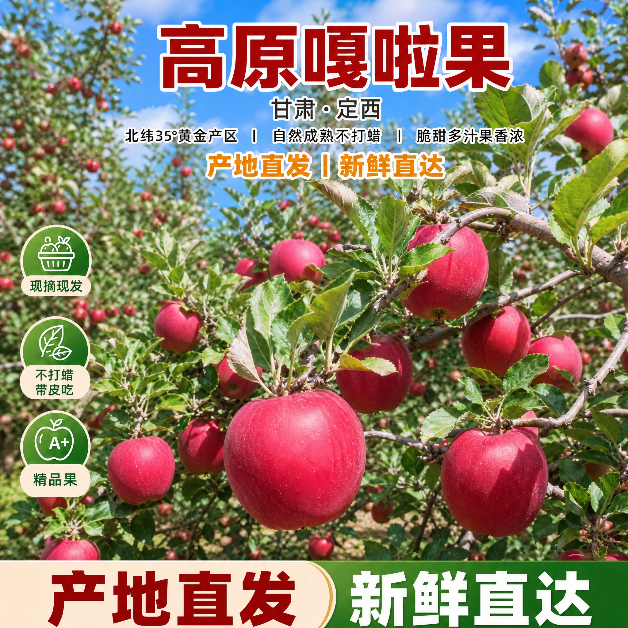 以第一张苹果电商主图为底图进行修改： 1. 将副标题"山西·运… - 图片创意预览