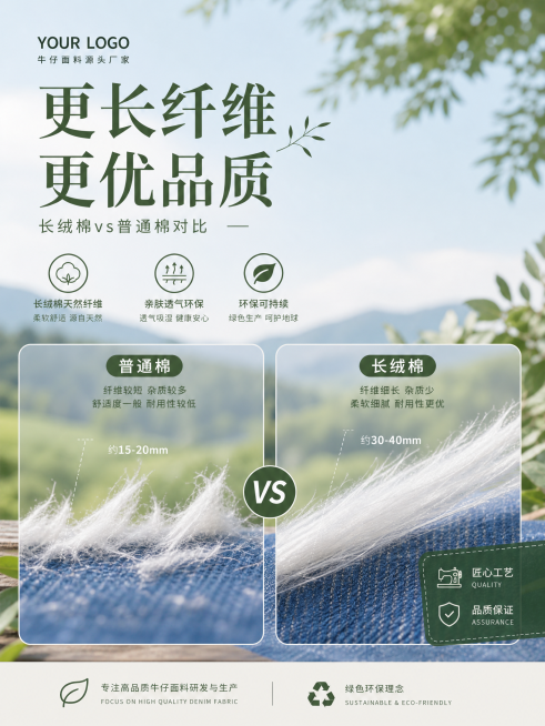 「图片1」延续这个风格类型，继续生成4张其他角度对比展示长绒棉的预览效果