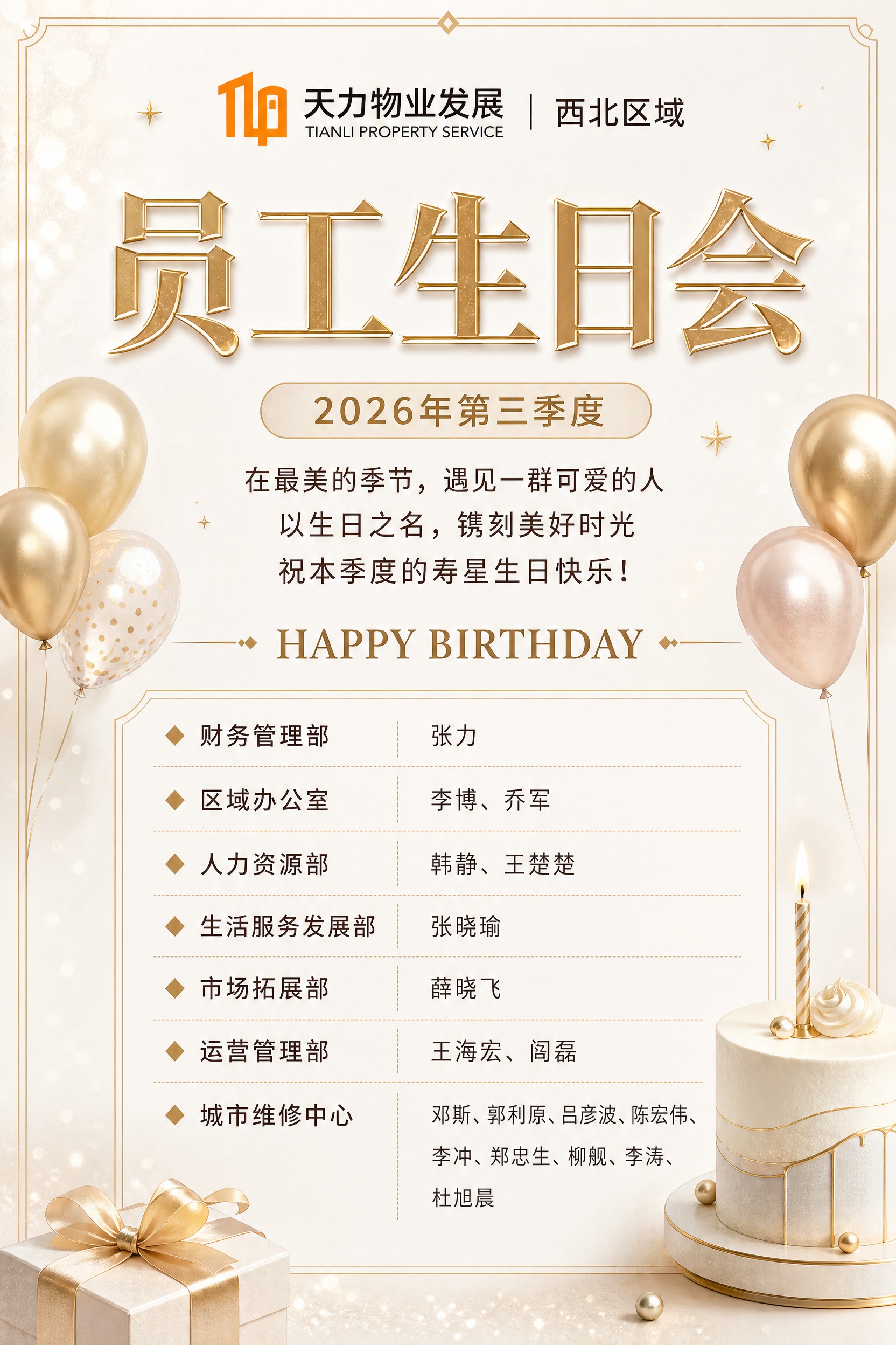 基于上一版粉白系员工生日会海报，做以下调整，其余内容与版式结构… - 图片创意预览