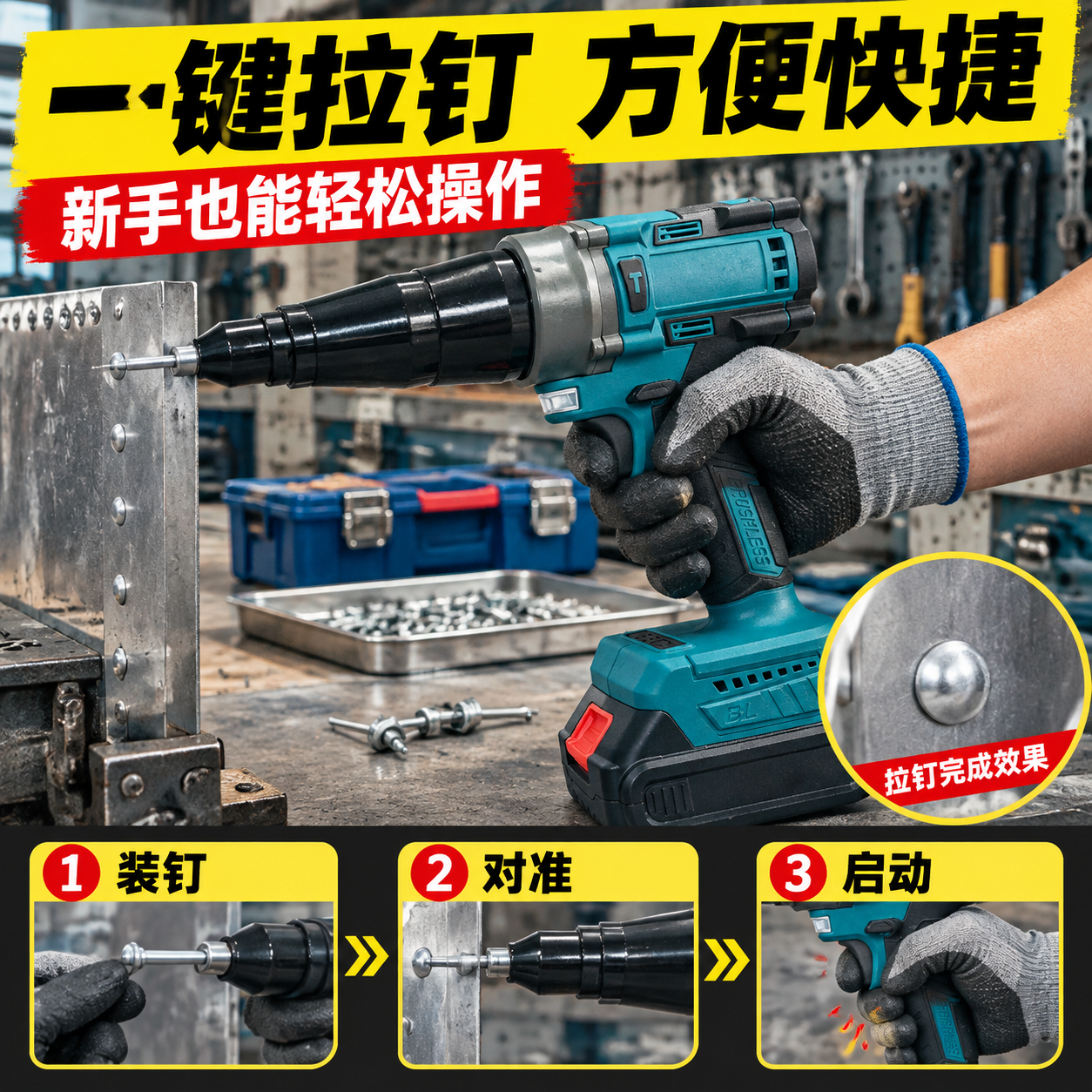 [主图-4] 使用操作场景 一键拉钉操作演示 [统一基调] 拼… - 图片创意预览