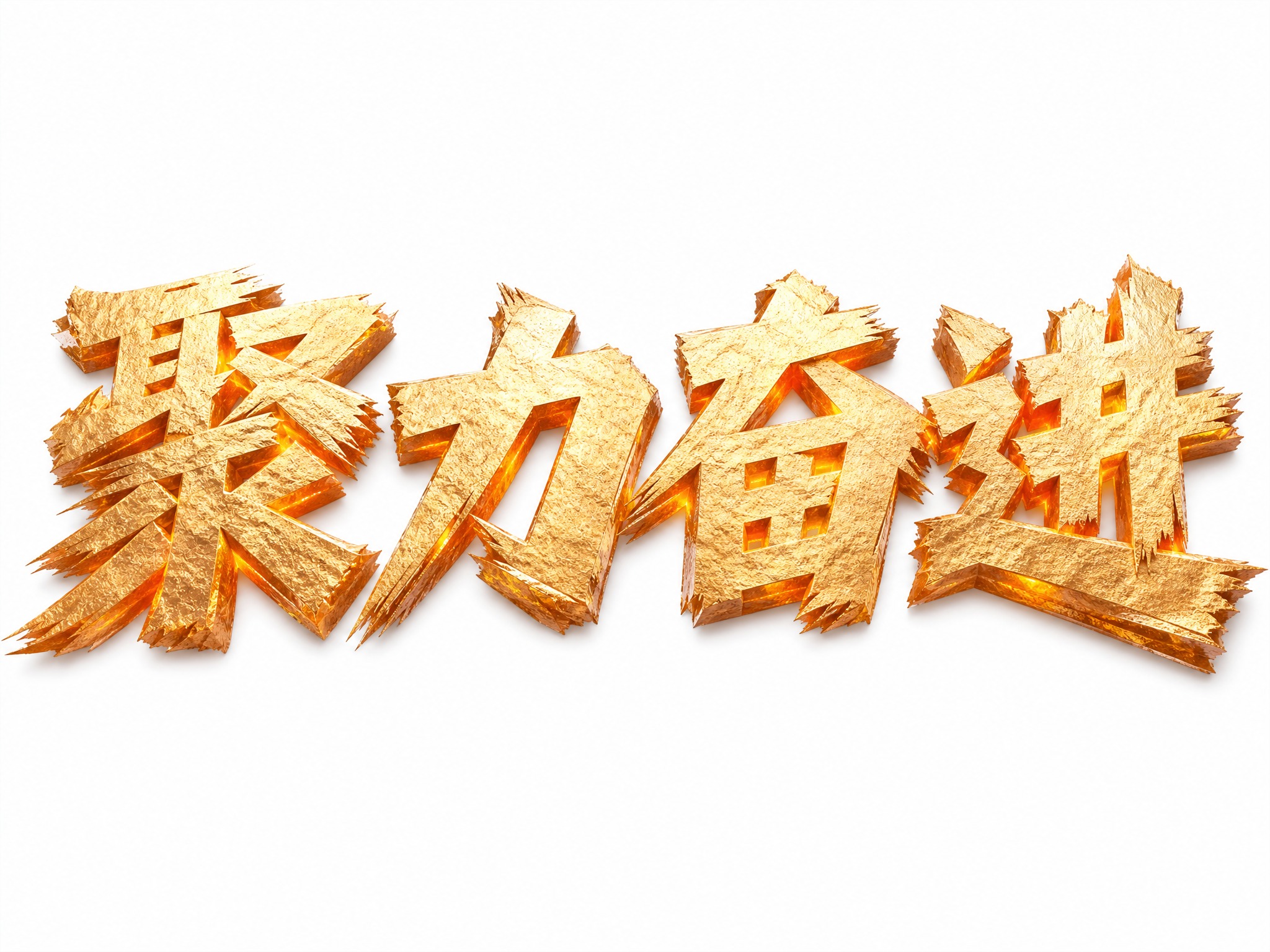 金色字体，白色背景，干净的背景，创意黑体字体设计四个字"聚力奋… - 图片创意预览