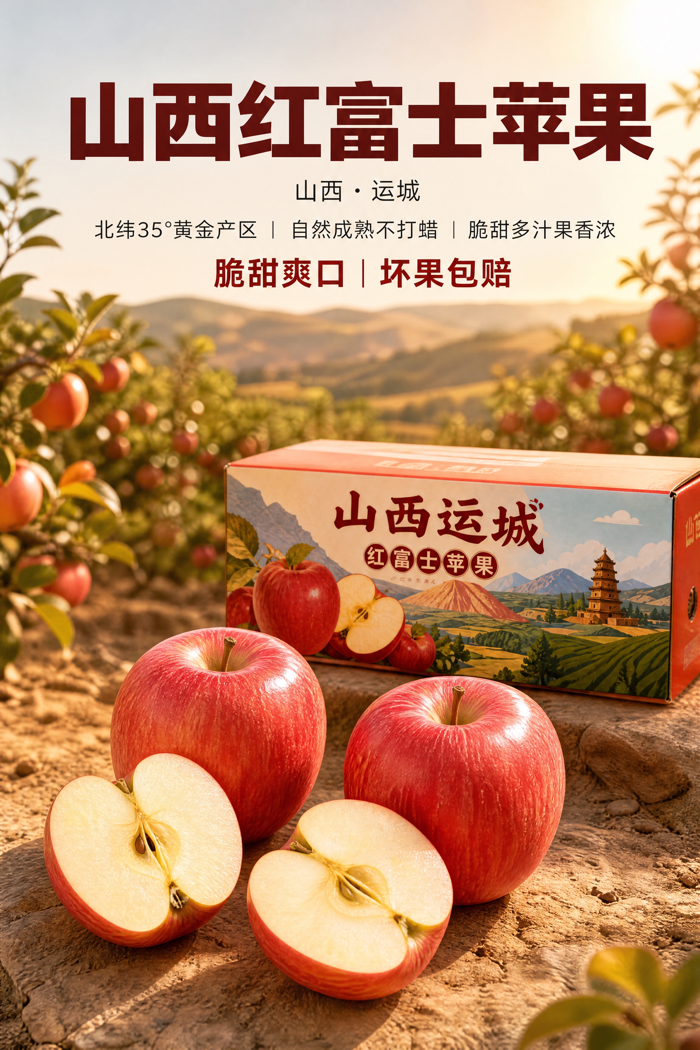 [商品] 使用【图1】山西运城红富士苹果及彩色包装箱；保留苹果… - 图片创意预览