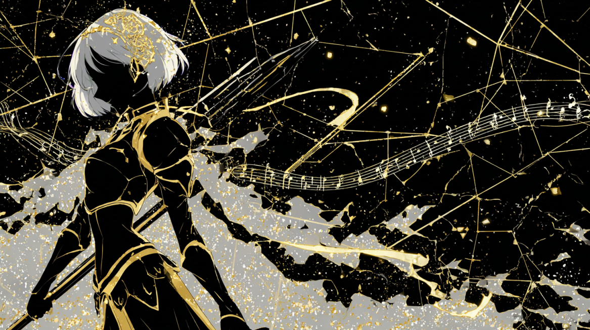 Anime silhouette of Miki Sayaka, black body, black face, no facial features, short white hair with c预览效果