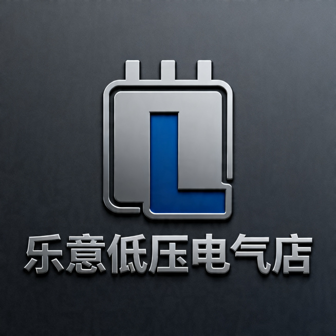 设计一个低压电气店铺的logo，店铺名称为"乐意低压电气店"，风格简约专业，体现工业电气属性，配色沉稳专业，适合作为门店品牌标识预览效果