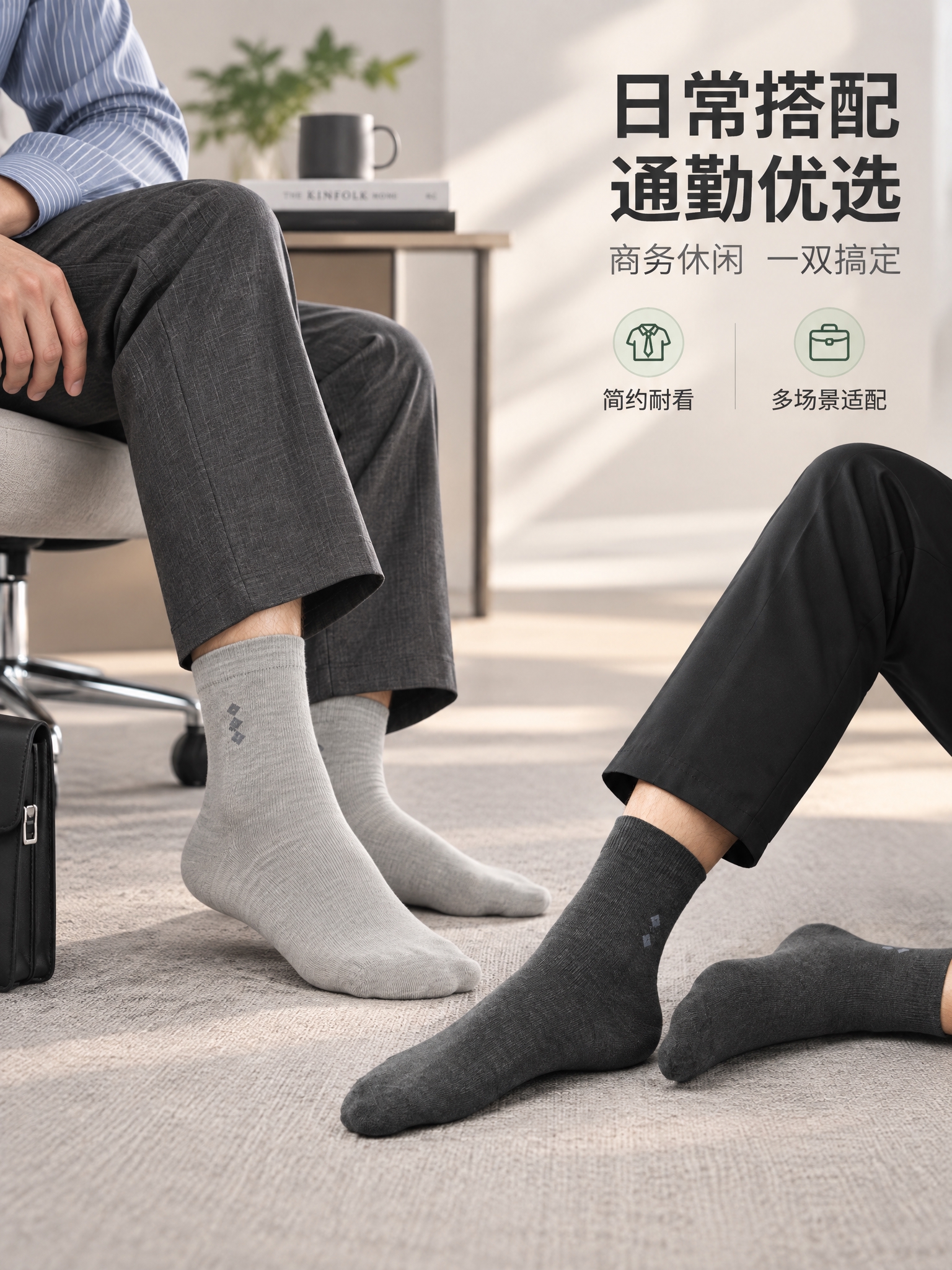[商品] 使用【图3】【图7】男士竹纤维中筒袜（浅灰色+深灰色… - 图片创意预览