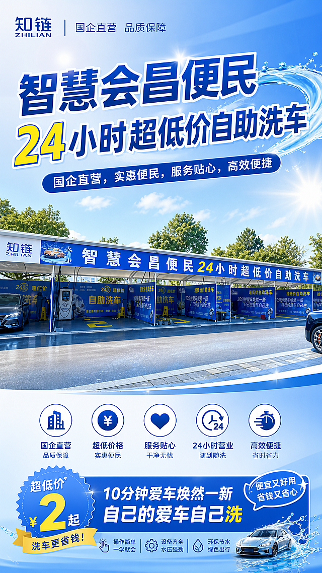 设计几张洗车推广的广告，文案你来想「图片1」「图片1」「图片1」「图片1」。