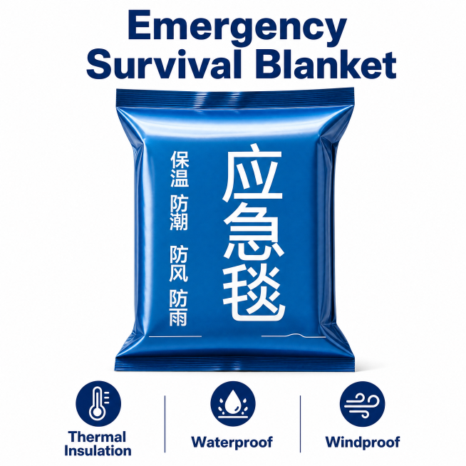 [Main Image 1] Product centered display of emergency survival blanket package. Clean white backgroun预览效果