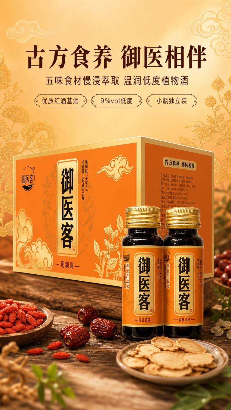 [商品] 使用【图4】御医客配制酒外盒立体图与【图2】瓶身图；… - 图片创意预览
