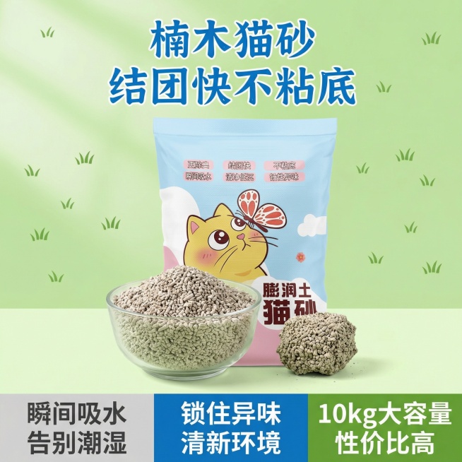 我的产品是猫砂，用我提供多产品图帮我做10张拼多多用的主图预览效果