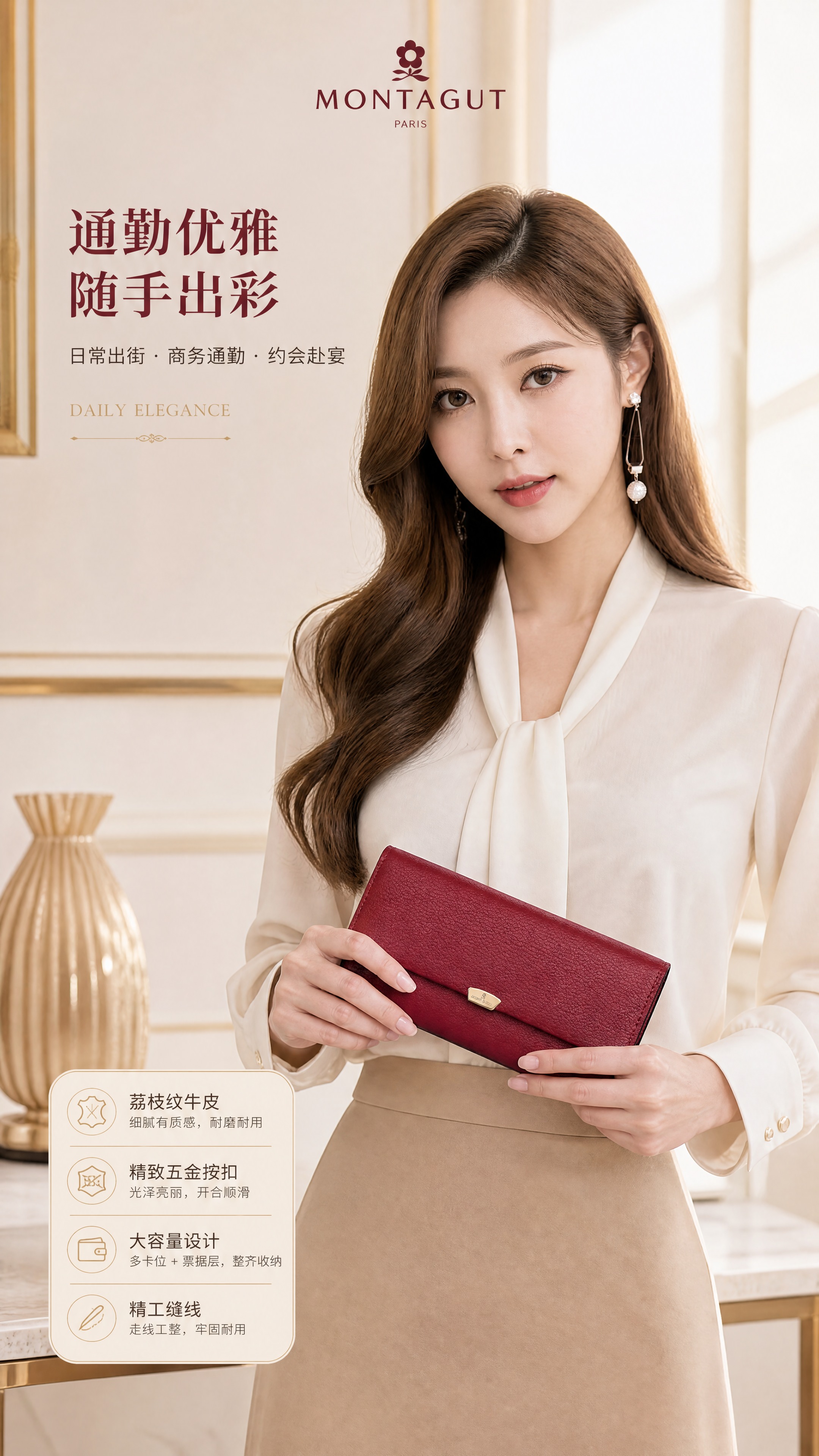 [商品] 使用【图7】酒红色长款钱包；商品处理：保留翻盖结构、… - 图片创意预览