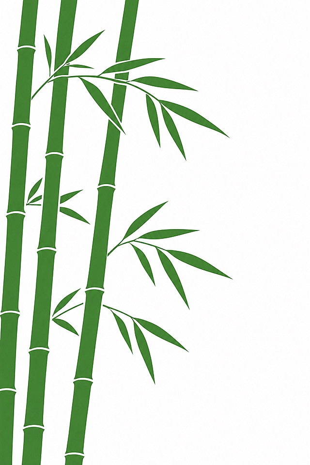 国风扁平手绘竹子插画，平涂色块，矢量平涂感，画面干净整洁，只用一个青翠的绿色，竹竿和竹叶均为同一种翠绿色，叶子数量少，符合竹子本身生长特性，叶片修长分布自然，白色背景，简约国风，线条简洁，无渐变无阴影，纯平涂风格
