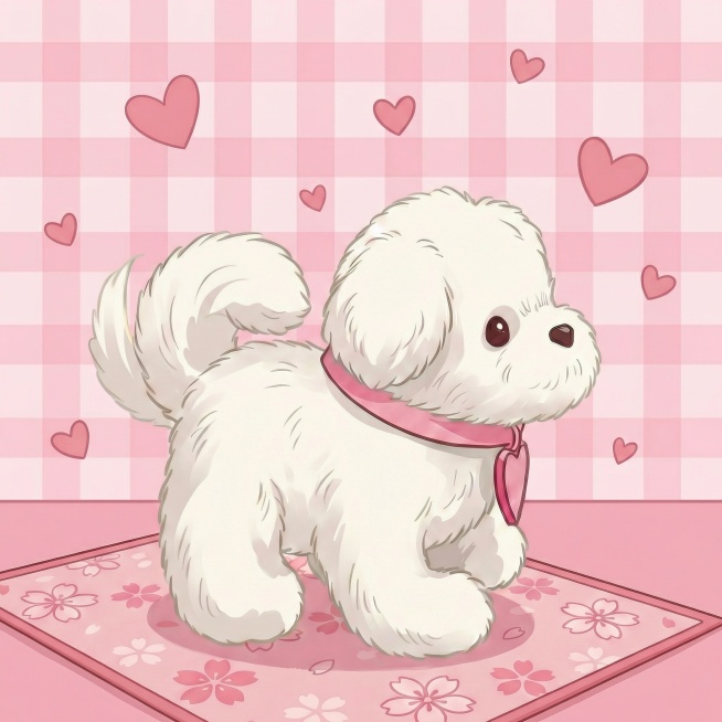 墙面是粉红色格子背景，有一些爱心桃，桌面是粉红色预览效果