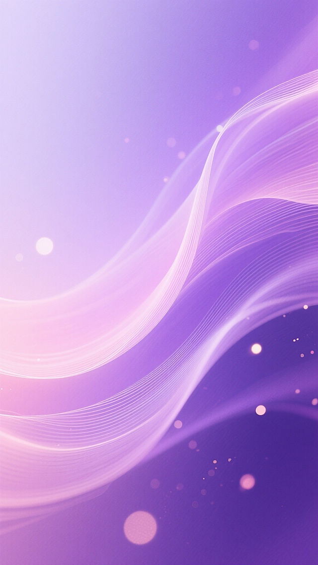 紫色渐变背景，融合浅紫、粉紫与深紫层次，柔和的光线效果，带有梦幻光斑和流动感的线条纹理，整体呈现朦胧浪漫的视觉氛围，色调统一且富有层次感，适合作为背景使用的抽象色彩设计。