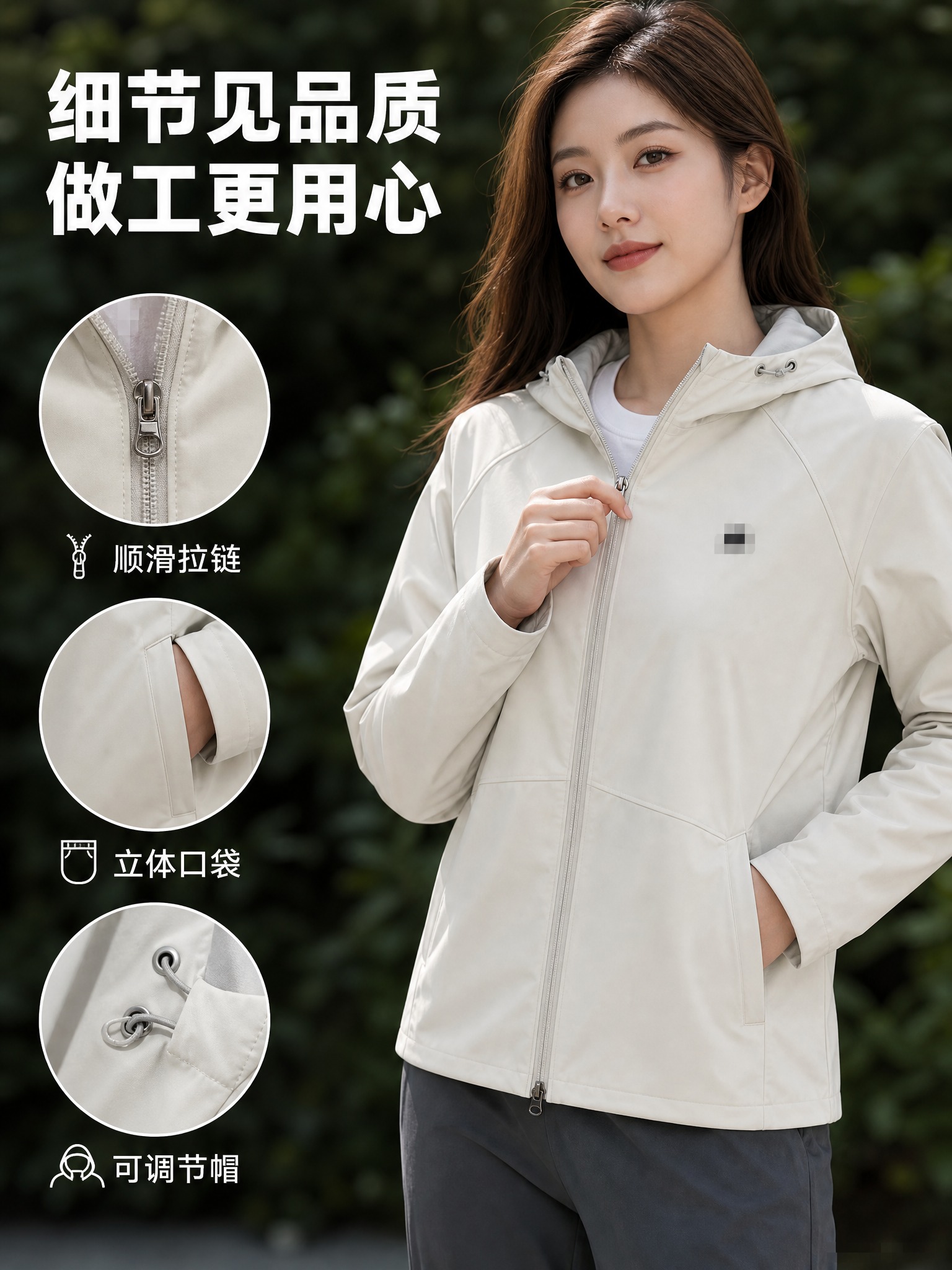 [主图4] 软壳连帽夹克冲锋衣 细节特写展示图 拼多多平台 3… - 图片创意预览