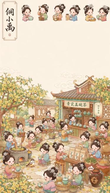 「图片1」「图片1」生成图片类似风格，# 一、IP形象统一设定（全8幅通用主角：侗小禹）
Q版软萌侗族少女IP「侗小禹」：圆脸蛋、弯眼笑、短圆四肢，乌黑盘发配侗族银头簪、银耳坠；两套服饰——日常简约侗预览效果