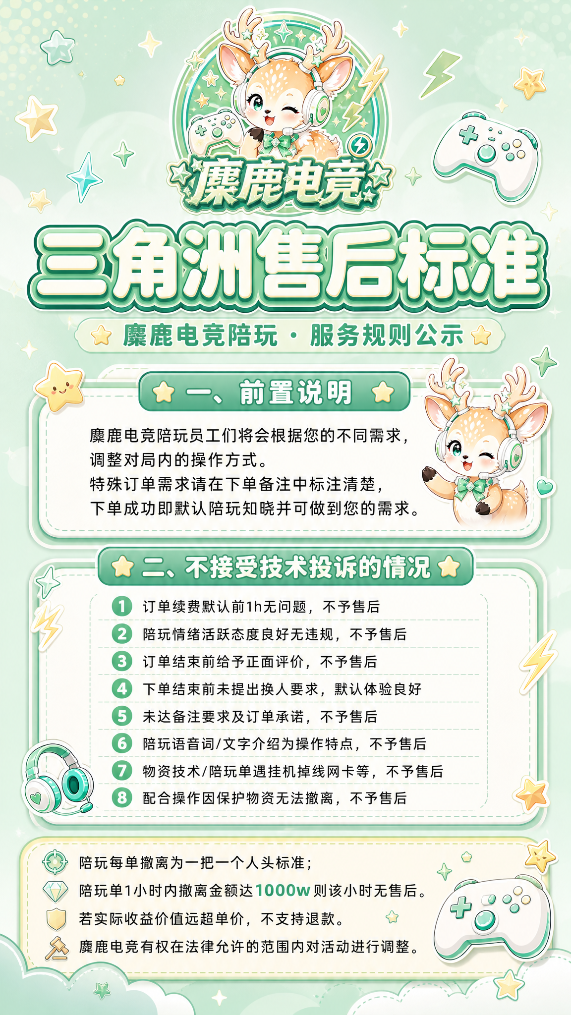 一张竖版9:16的电竞陪玩售后规则通知海报，Q版萌系可爱风格，… - 图片创意预览