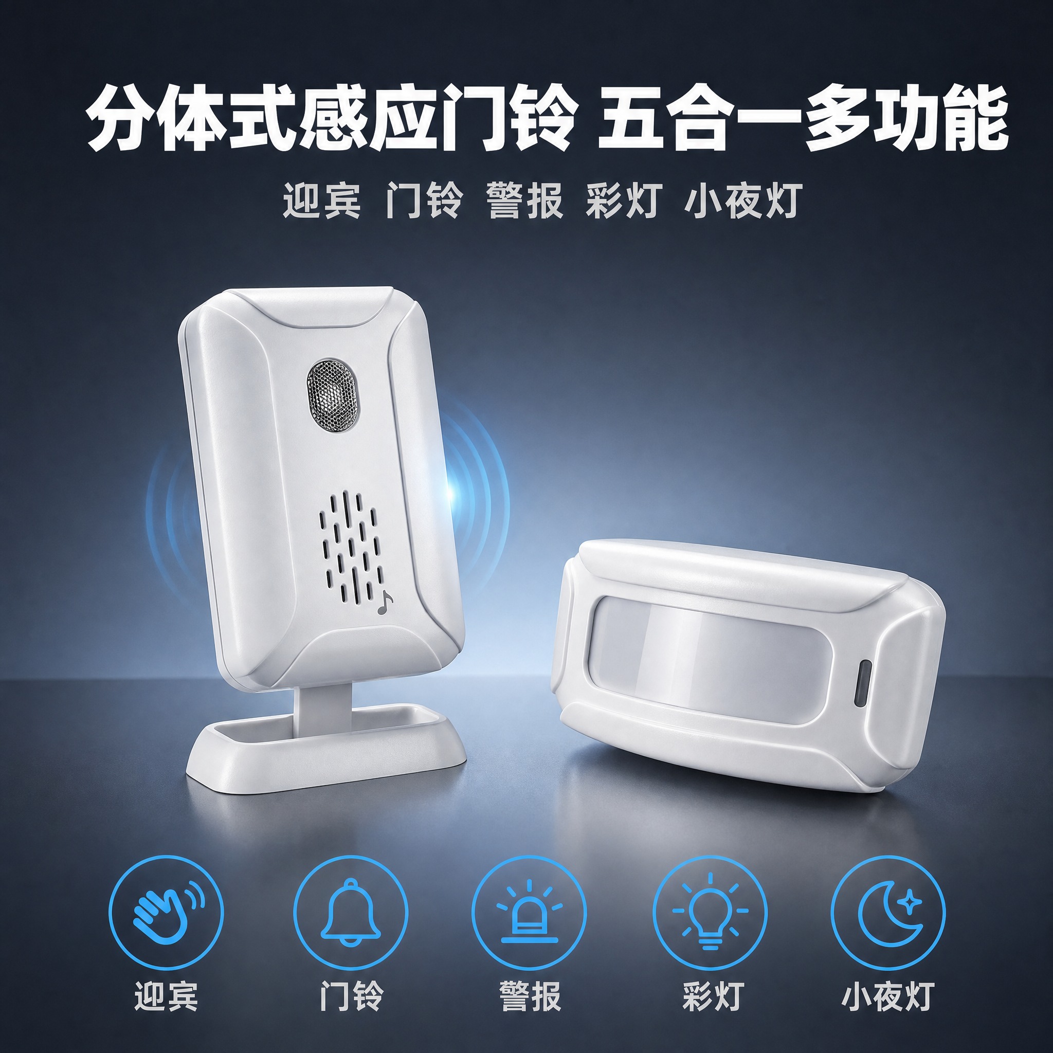 [主图-1] 分体式门铃 商品识别与五合一核心功能总览。 [统… - 图片创意预览