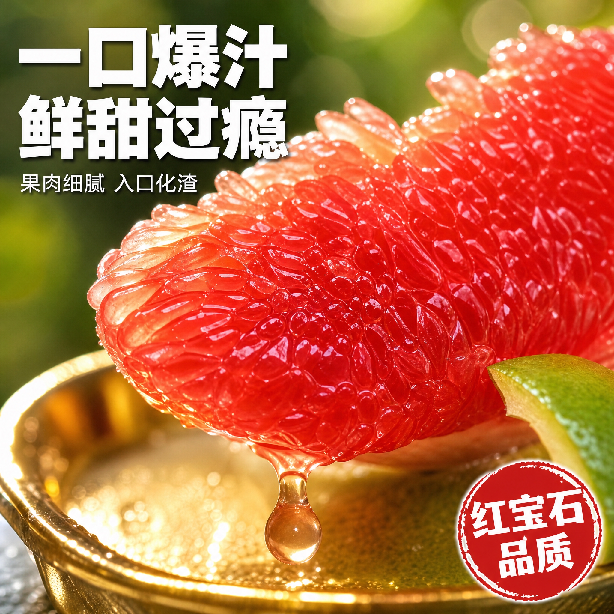 [主图-3] 泰国红宝石柚子果肉微距细节 爆汁质感种草图 [统… - 图片创意预览