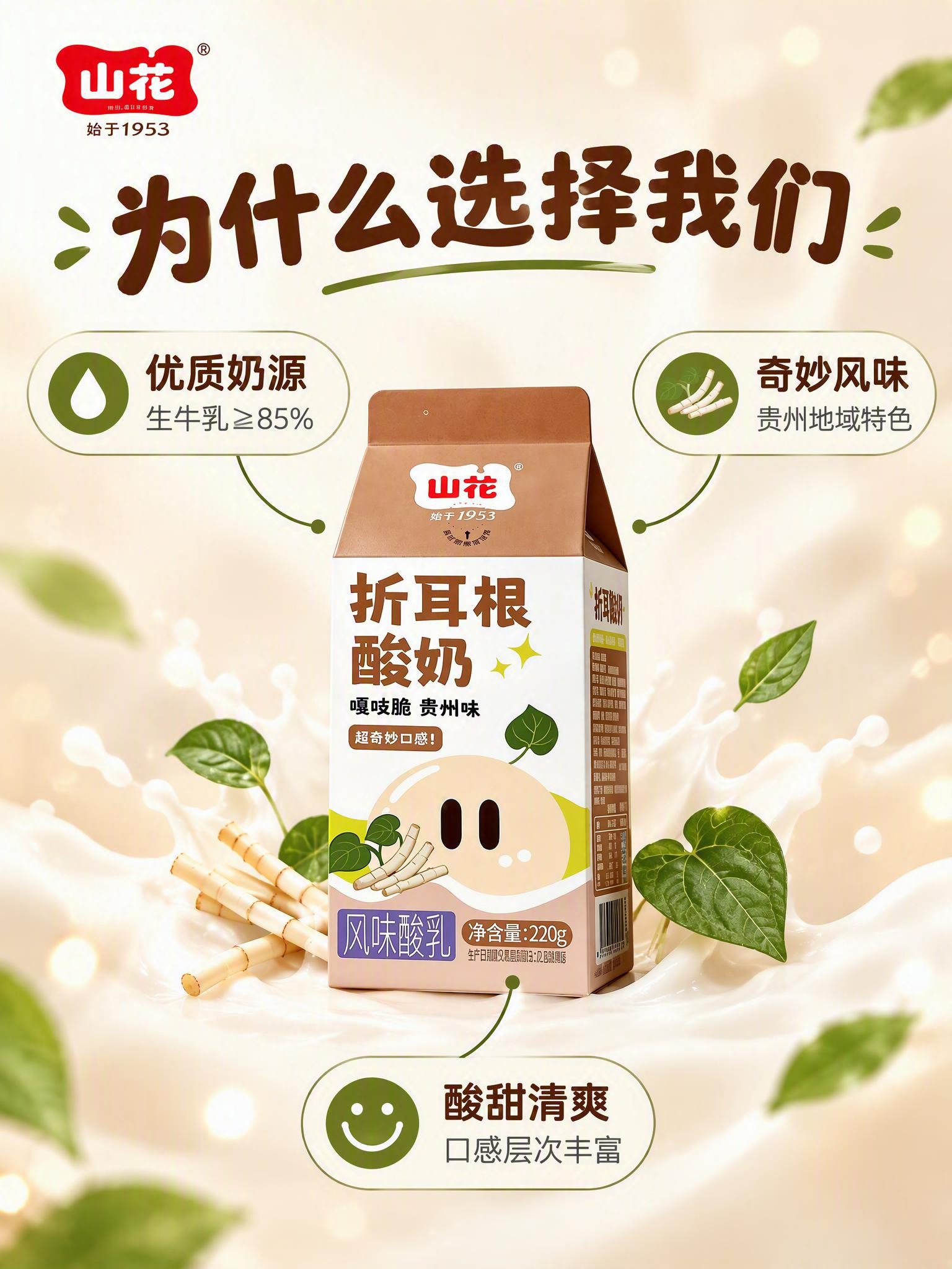 [商品] 使用【图1】山花折耳根酸奶包装；保留完整包装外观、L… - 图片创意预览