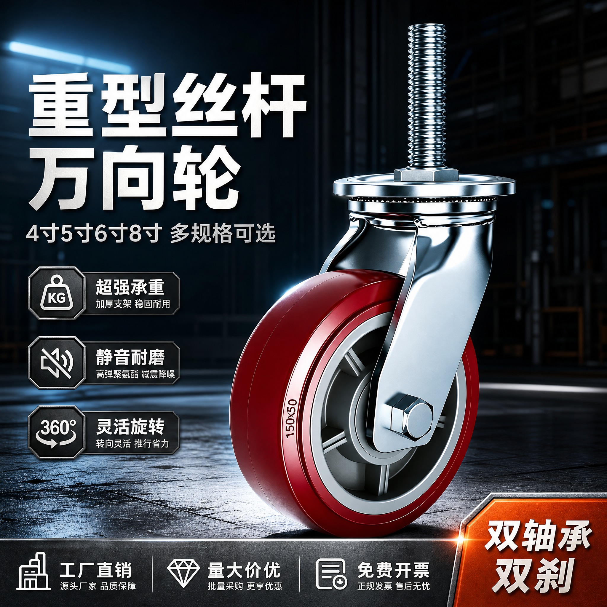 [主图-1] 重型丝杆万向轮首图点击率图，核心任务是让用户一眼… - 图片创意预览
