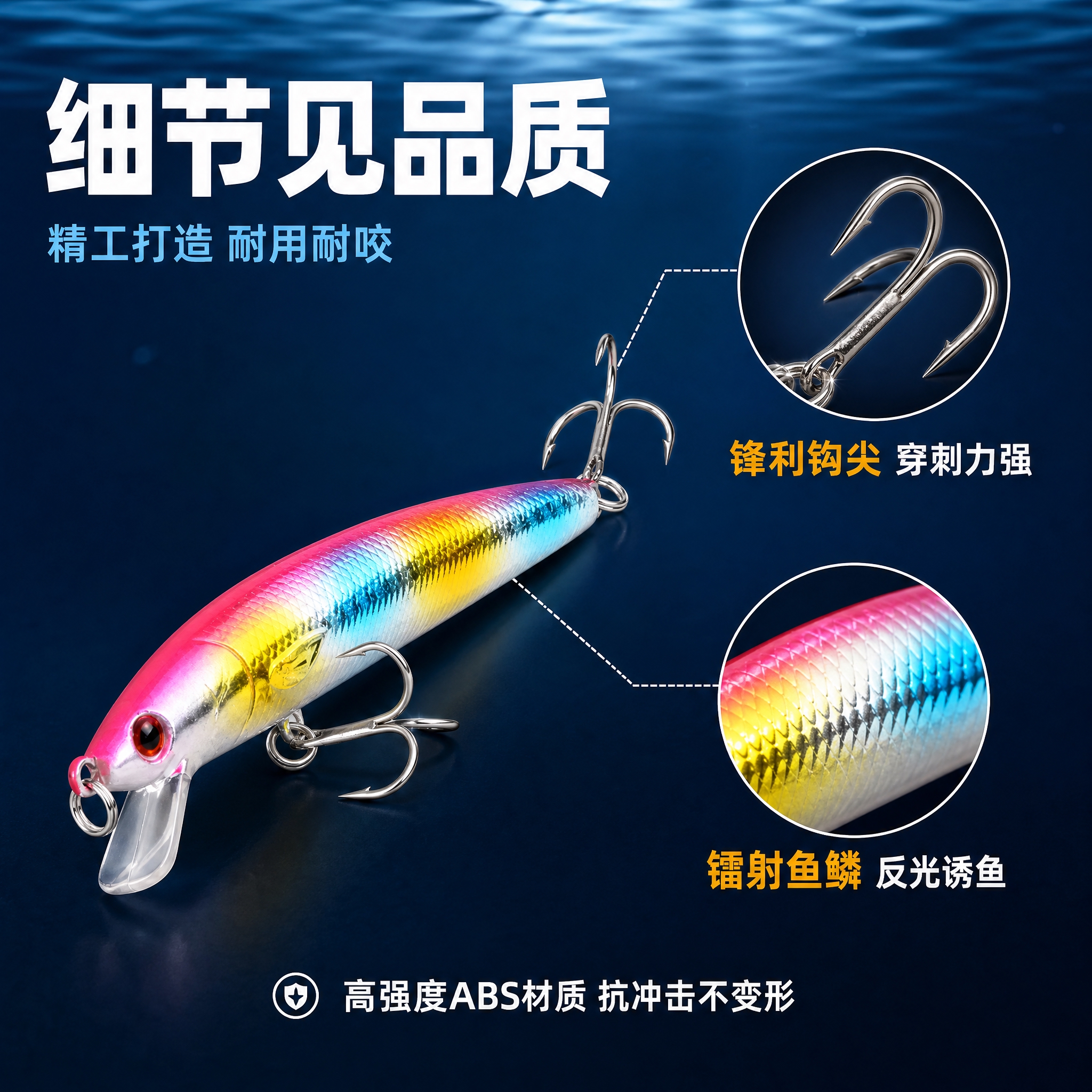 [主图-3] 材质细节品质图 展示假饵做工细节与鱼钩锋利度 [… - 图片创意预览