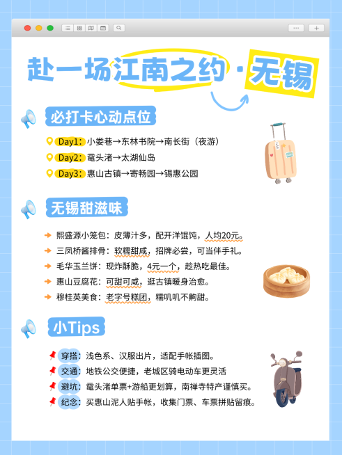 旅游出行江南无锡旅游攻略小红书配图预览效果