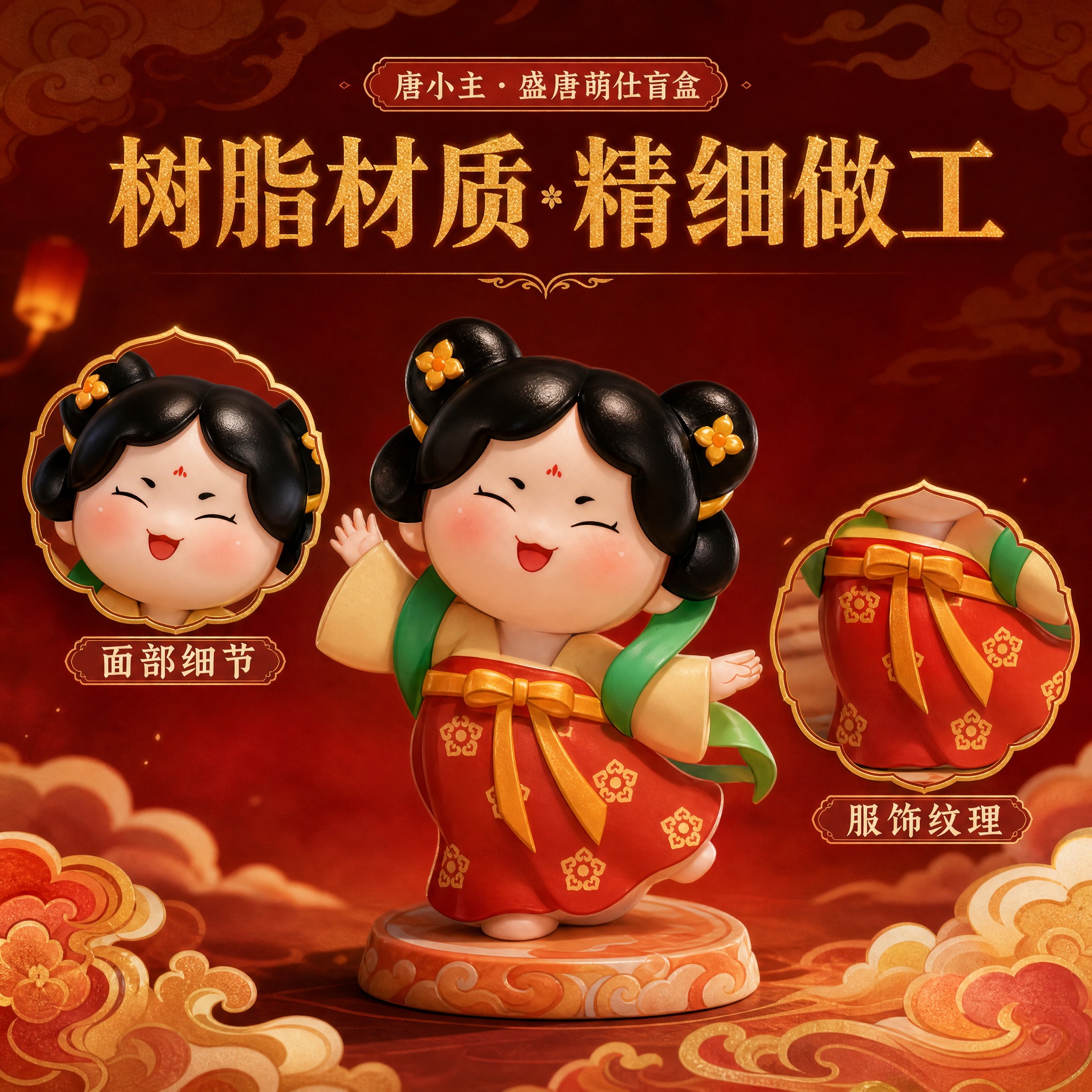 [主图-3] 唐小主·盛唐萌仕盲盒 材质细节图，展示树脂材质的… - 图片创意预览
