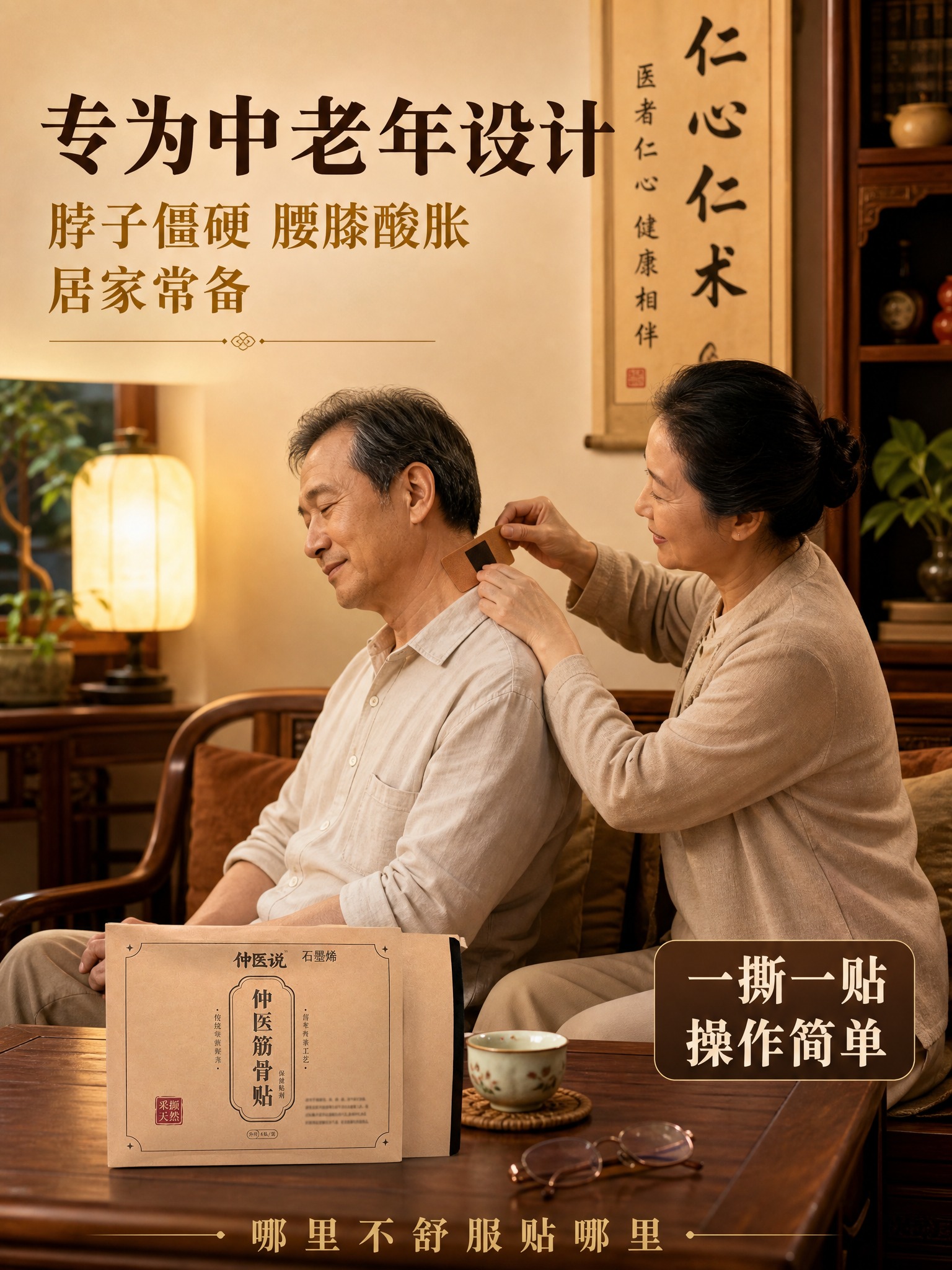 [主图-4] 场景使用图，主题为面向中老年群体的居家简易护理，… - 图片创意预览