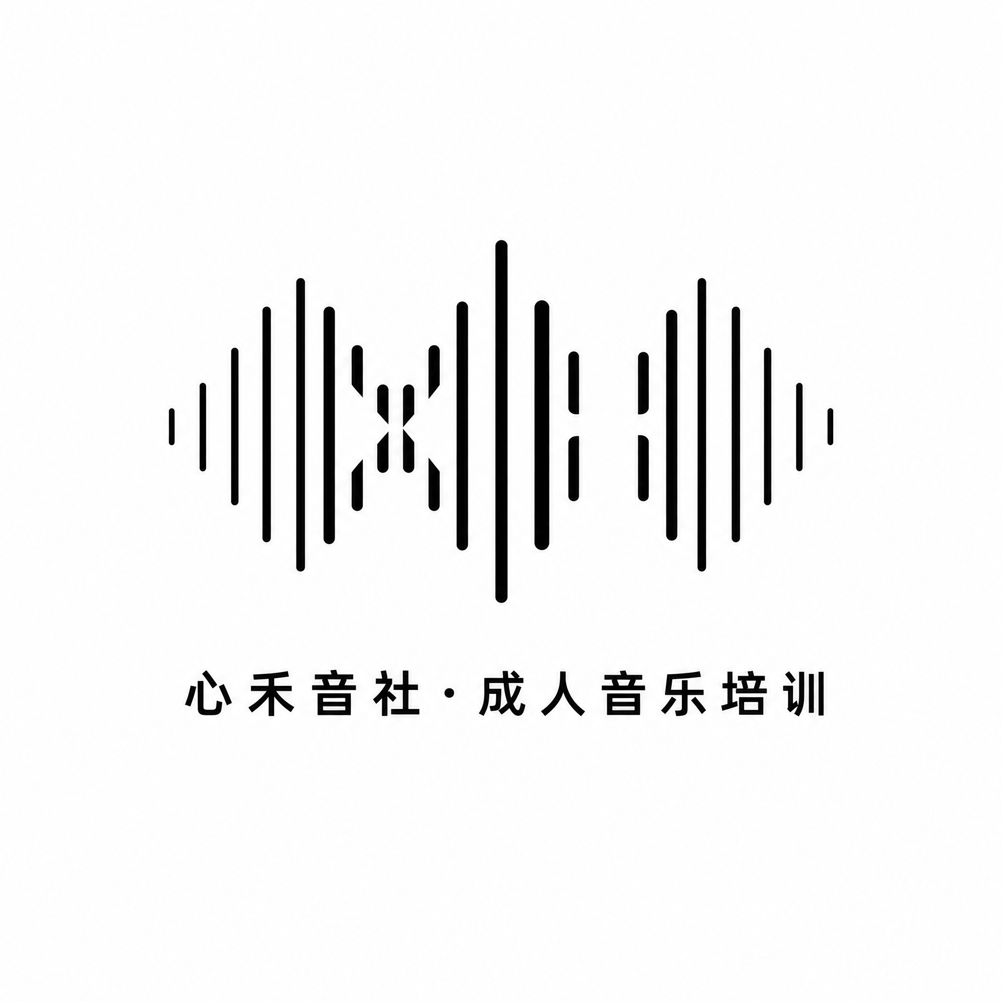 高端音乐培训品牌logo设计，极简几何风格，纯白背景。图形标志… - 图片创意预览