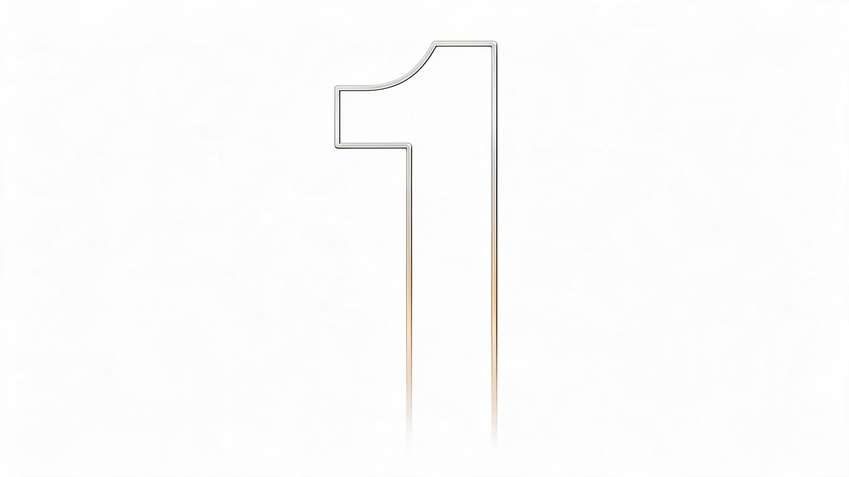 参考图中的数字1的设计风格：极简纤细线条轮廓，统一的金属渐变效… - 图片创意预览