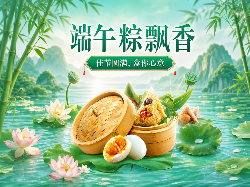 保持原有内容和风格不变，向四周扩展画布，延续水面、竹子和远山的背景，和原图自然衔接，保持整体一致预览效果