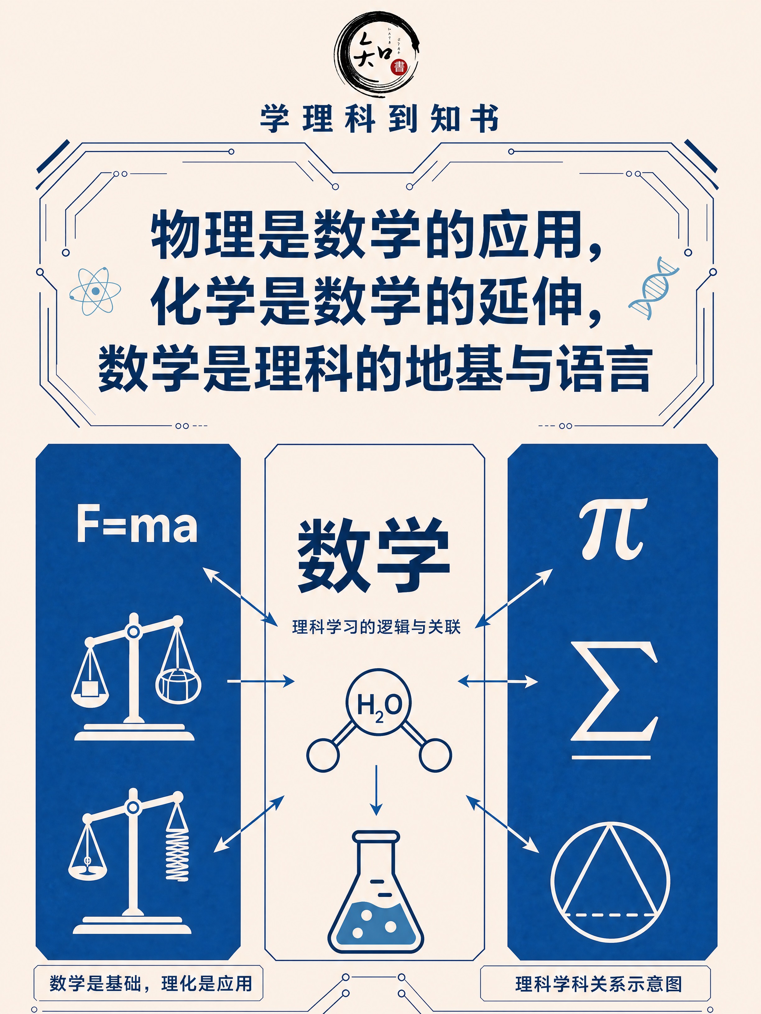 将这张暖米黄色理科学习封面的logo和标语从左上角移动到顶部居… - 图片创意预览