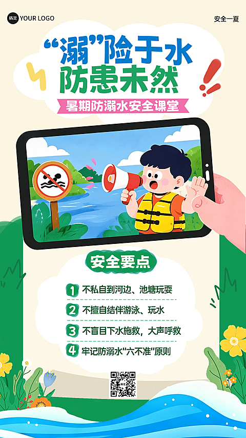 暑期防溺水安全教育宣传海报