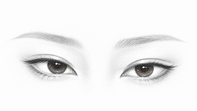 极简素描风，细腻笔触勾勒双眸，现代感与科技感交织，虚实之间展现未来视觉美学。
