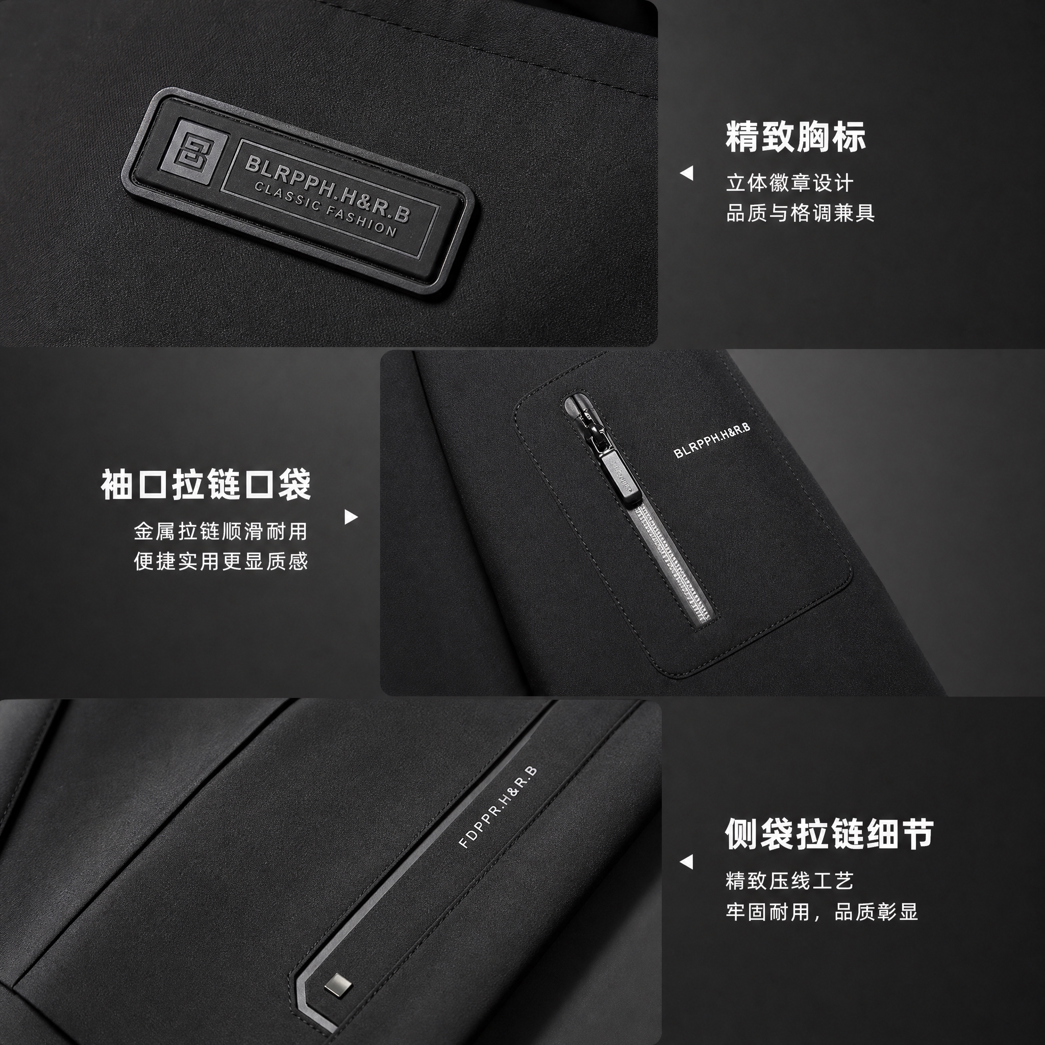 [主图-4] 男士商务休闲连帽棉衣细节特写，展示面料质感、拉链… - 图片创意预览