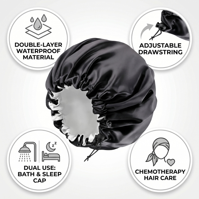 feature image for Double-layer satin imitation silk adjustable sleep cap, highlight core selling poi预览效果